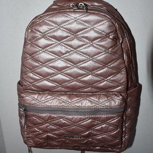 Baggallini Quilted Nylon Backpack in Rose Metallic